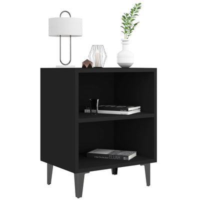 vidaXL Bed Cabinet with Metal Legs Sonoma Oak and White 40x30x50 cm