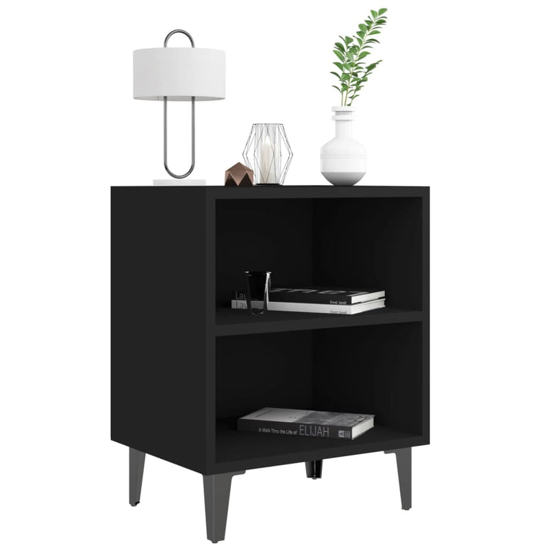 vidaXL Bed Cabinet with Metal Legs Sonoma Oak and White 40x30x50 cm