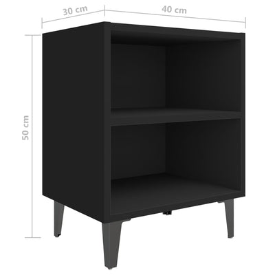 vidaXL Bed Cabinet with Metal Legs Sonoma Oak and White 40x30x50 cm