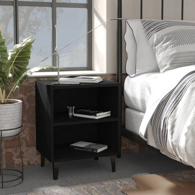 vidaXL Bed Cabinet with Metal Legs Sonoma Oak and White 40x30x50 cm