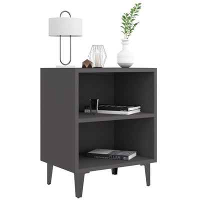 vidaXL Bed Cabinet with Metal Legs Sonoma Oak and White 40x30x50 cm