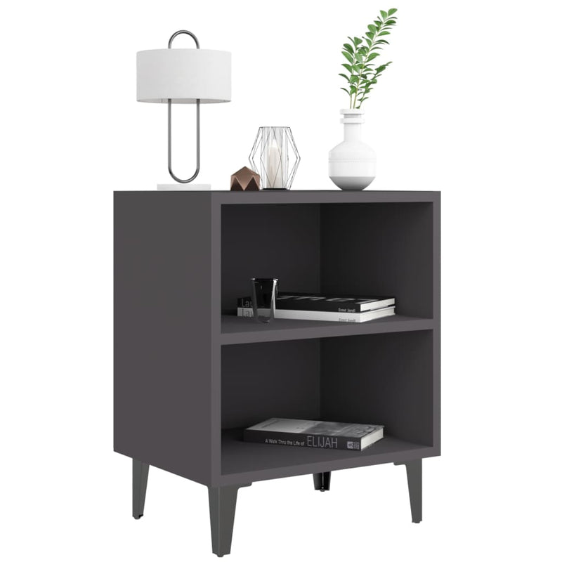 vidaXL Bed Cabinet with Metal Legs Sonoma Oak and White 40x30x50 cm