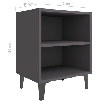 vidaXL Bed Cabinet with Metal Legs Sonoma Oak and White 40x30x50 cm