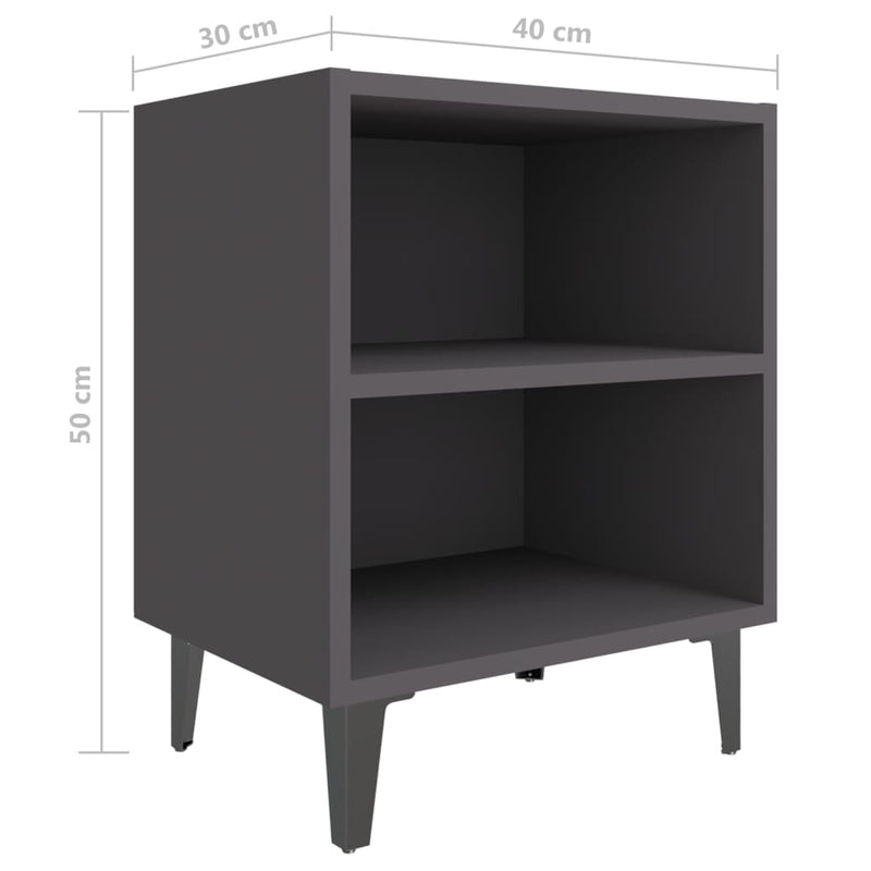 vidaXL Bed Cabinet with Metal Legs Sonoma Oak and White 40x30x50 cm