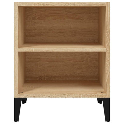 vidaXL Bed Cabinet with Metal Legs Sonoma Oak and White 40x30x50 cm