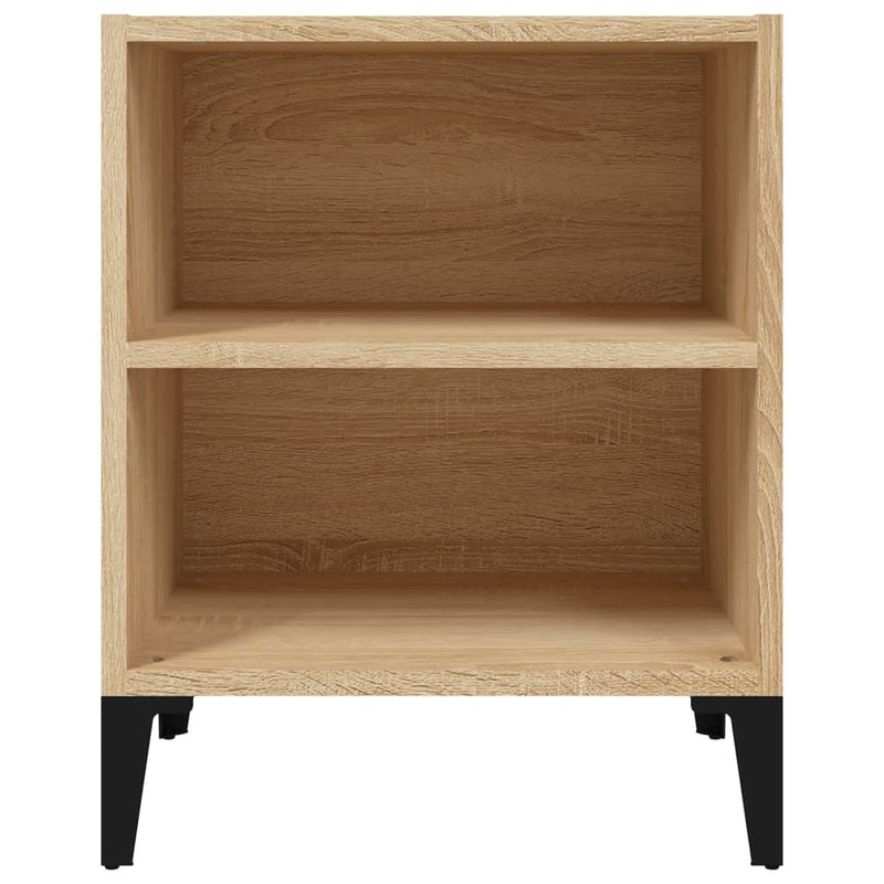 vidaXL Bed Cabinet with Metal Legs Sonoma Oak and White 40x30x50 cm
