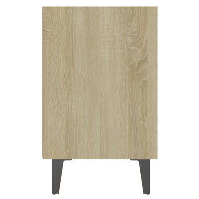vidaXL Bed Cabinet with Metal Legs Sonoma Oak and White 40x30x50 cm