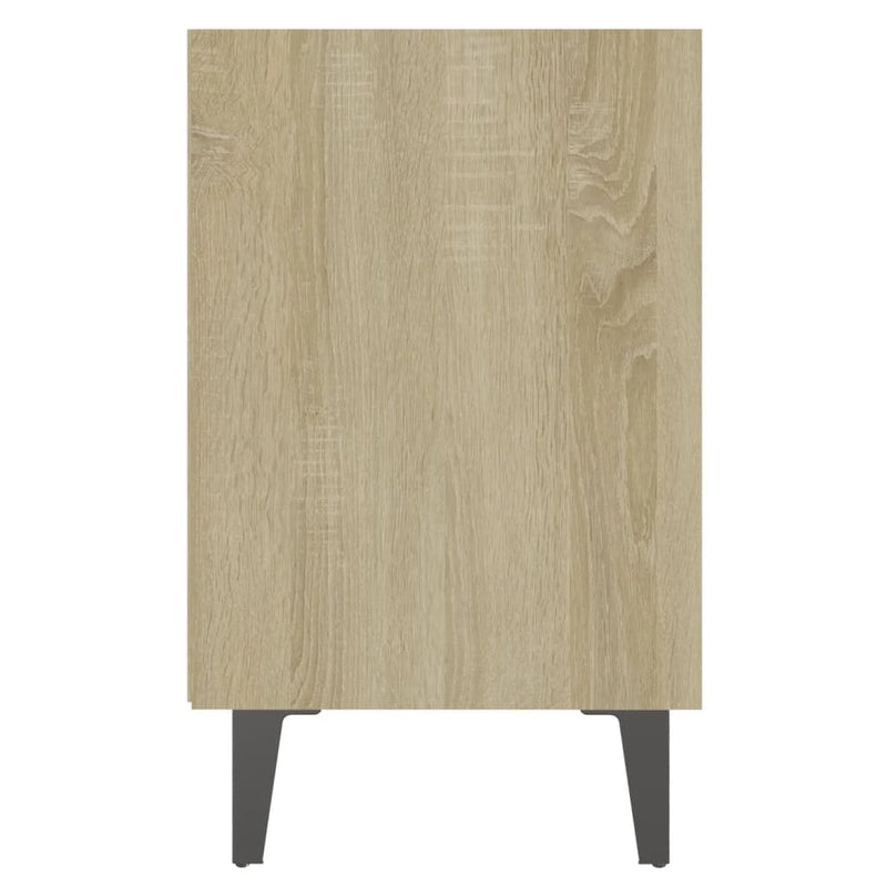 vidaXL Bed Cabinet with Metal Legs Sonoma Oak and White 40x30x50 cm