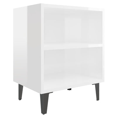 vidaXL Bed Cabinet with Metal Legs Sonoma Oak and White 40x30x50 cm