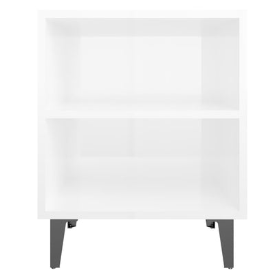vidaXL Bed Cabinet with Metal Legs Sonoma Oak and White 40x30x50 cm