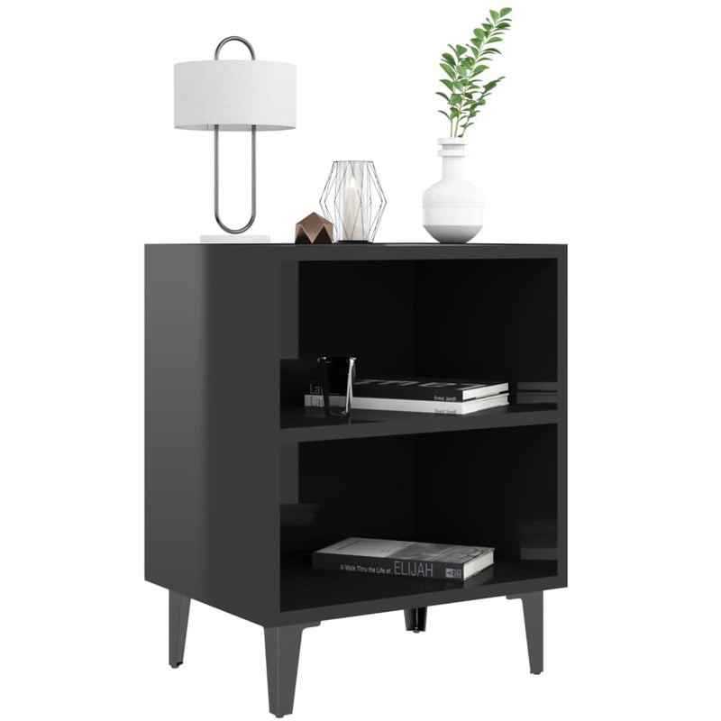 vidaXL Bed Cabinet with Metal Legs Sonoma Oak and White 40x30x50 cm
