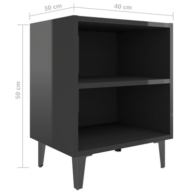 vidaXL Bed Cabinet with Metal Legs Sonoma Oak and White 40x30x50 cm