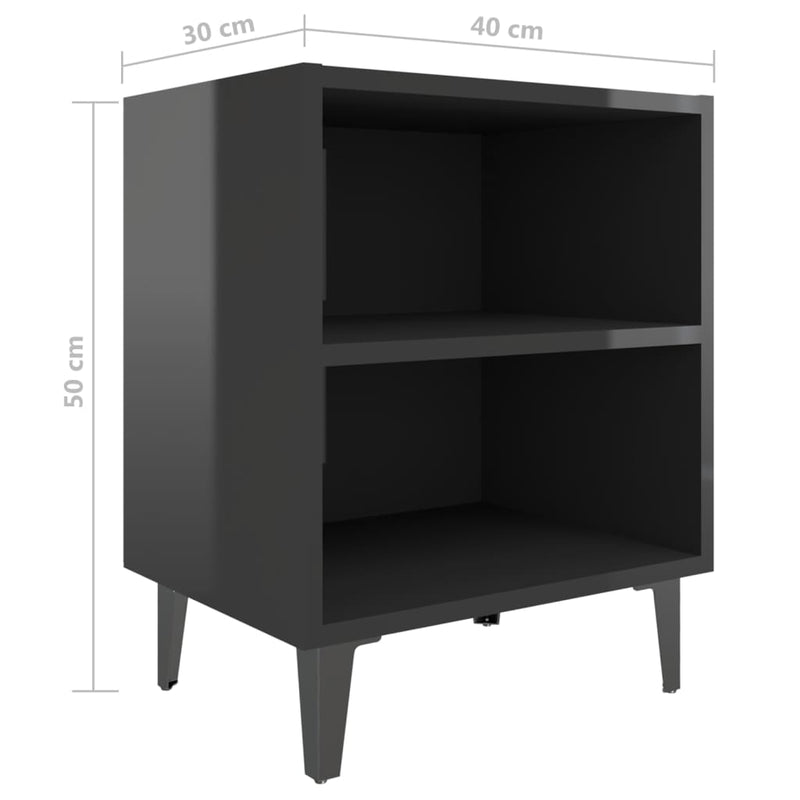 vidaXL Bed Cabinet with Metal Legs Sonoma Oak and White 40x30x50 cm