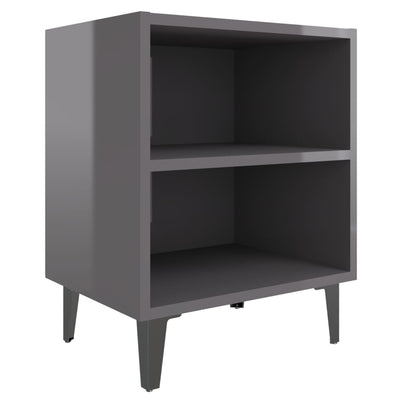 vidaXL Bed Cabinet with Metal Legs Sonoma Oak and White 40x30x50 cm