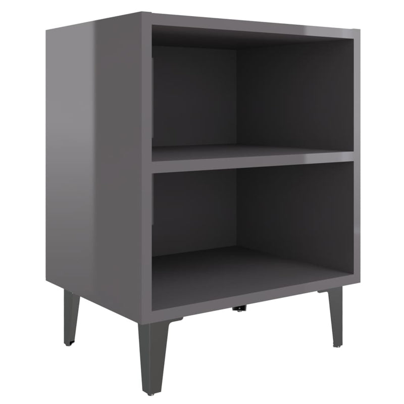 vidaXL Bed Cabinet with Metal Legs Sonoma Oak and White 40x30x50 cm
