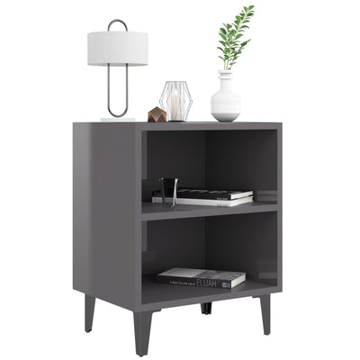 vidaXL Bed Cabinet with Metal Legs Sonoma Oak and White 40x30x50 cm