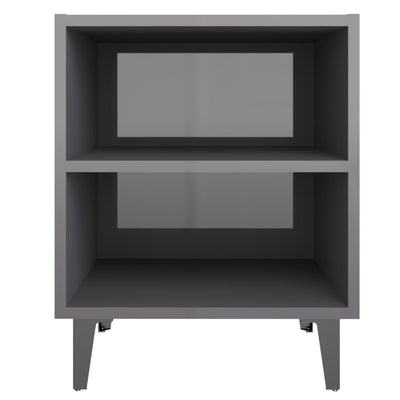 vidaXL Bed Cabinet with Metal Legs Sonoma Oak and White 40x30x50 cm