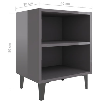 vidaXL Bed Cabinet with Metal Legs Sonoma Oak and White 40x30x50 cm
