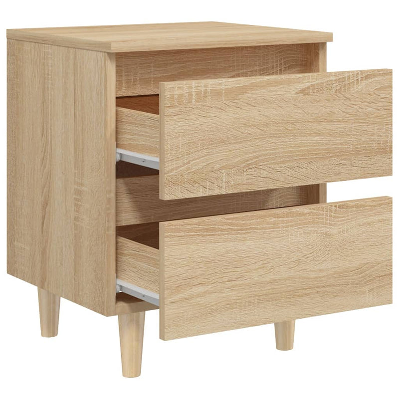 vidaXL Bed Cabinet with Solid Pinewood Legs Sonoma Oak 40x35x50 cm
