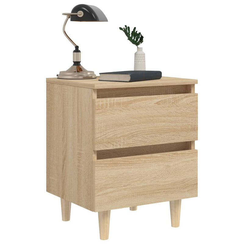 vidaXL Bed Cabinet with Solid Pinewood Legs Sonoma Oak 40x35x50 cm