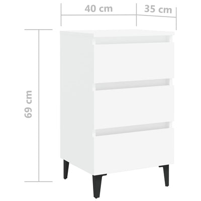 vidaXL Bed Cabinet with Metal Legs Sonoma Oak 40x35x69 cm