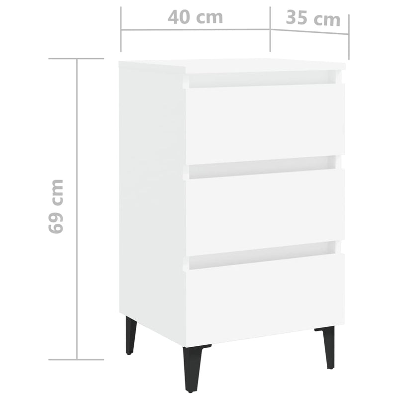 vidaXL Bed Cabinet with Metal Legs Sonoma Oak 40x35x69 cm