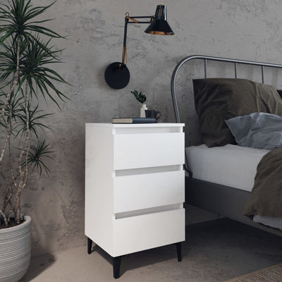 vidaXL Bed Cabinet with Metal Legs Sonoma Oak 40x35x69 cm