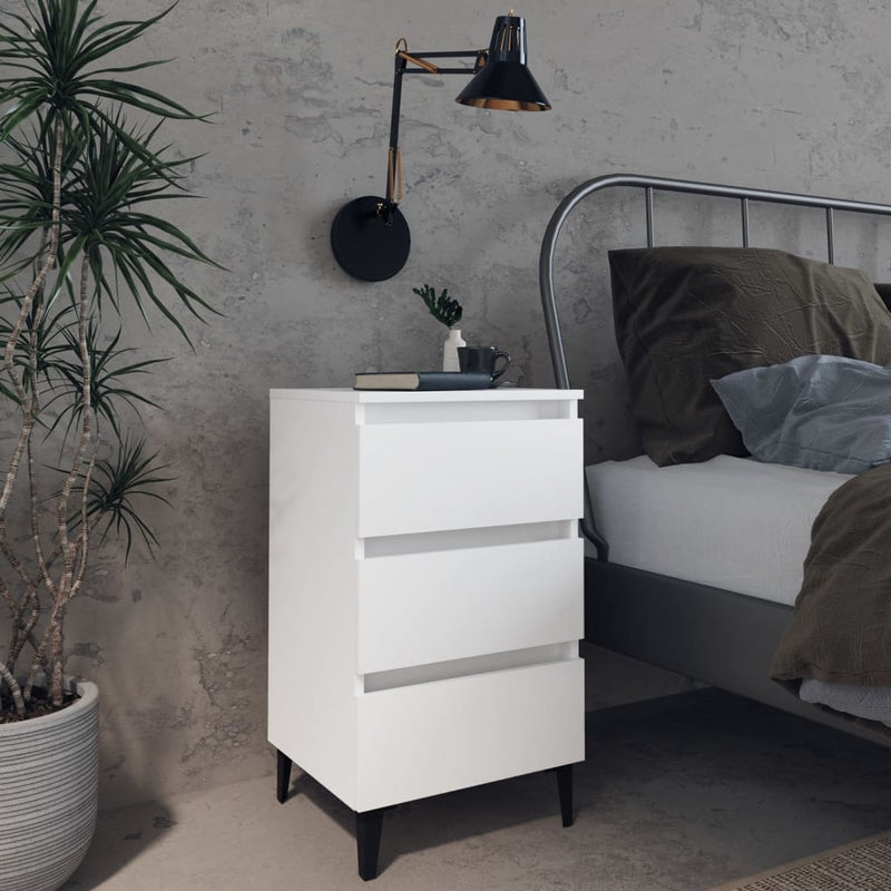 vidaXL Bed Cabinet with Metal Legs Sonoma Oak 40x35x69 cm