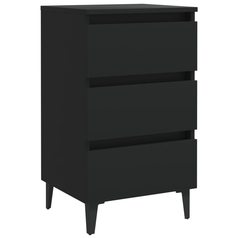 vidaXL Bed Cabinet with Metal Legs Sonoma Oak 40x35x69 cm
