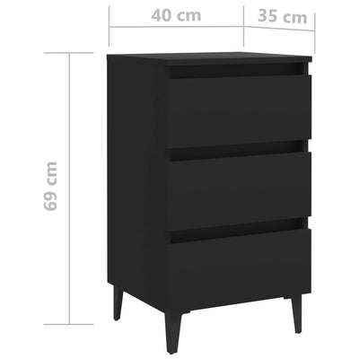 vidaXL Bed Cabinet with Metal Legs Sonoma Oak 40x35x69 cm