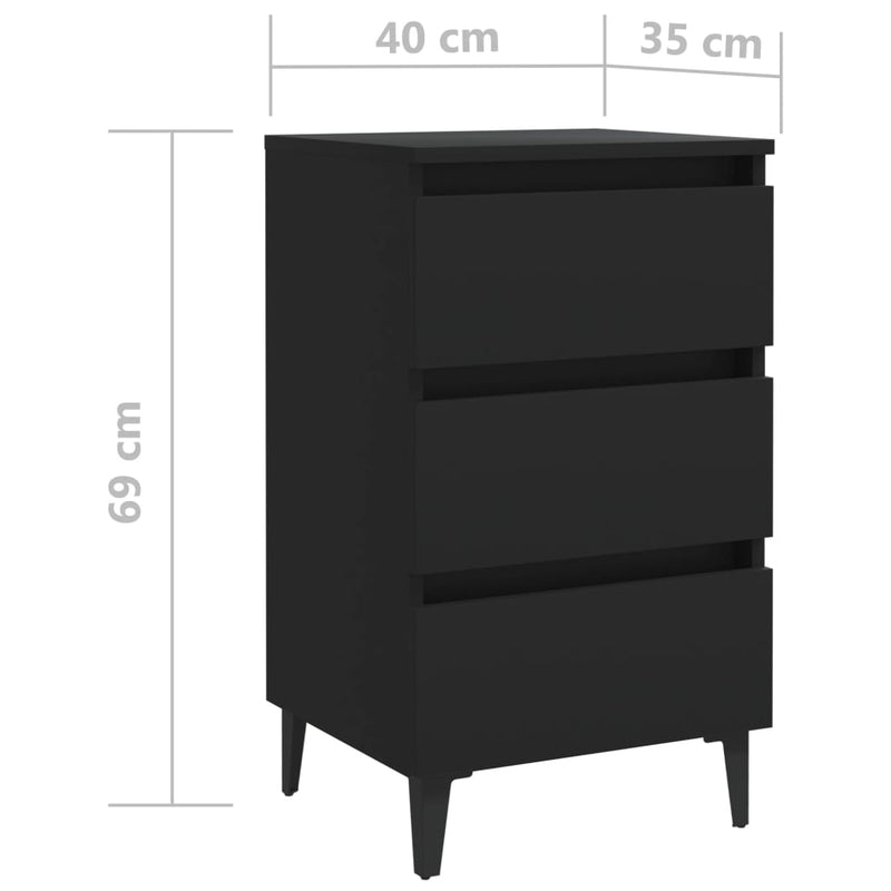 vidaXL Bed Cabinet with Metal Legs Sonoma Oak 40x35x69 cm