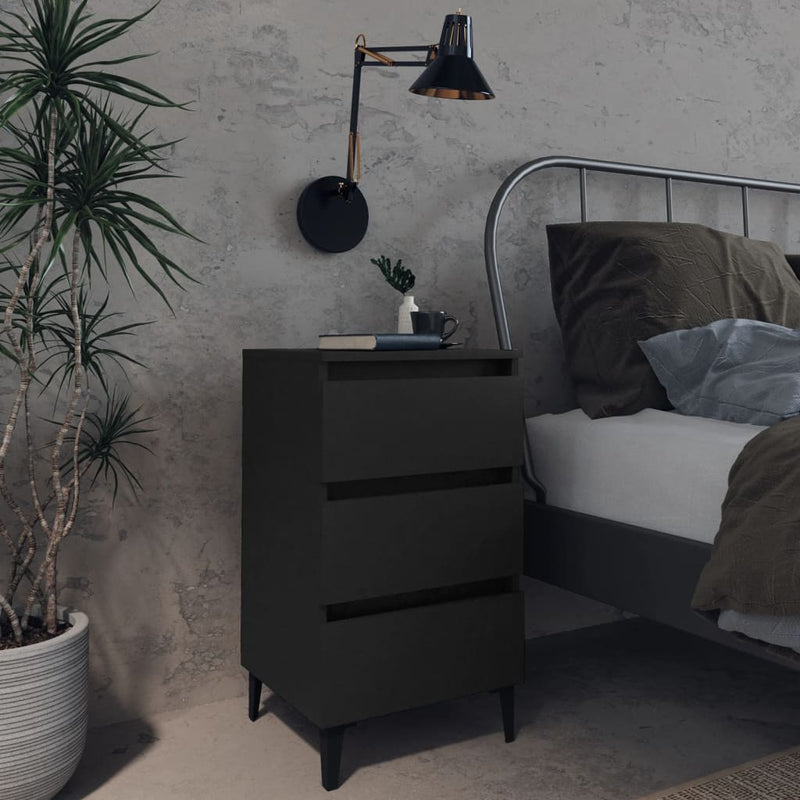 vidaXL Bed Cabinet with Metal Legs Sonoma Oak 40x35x69 cm