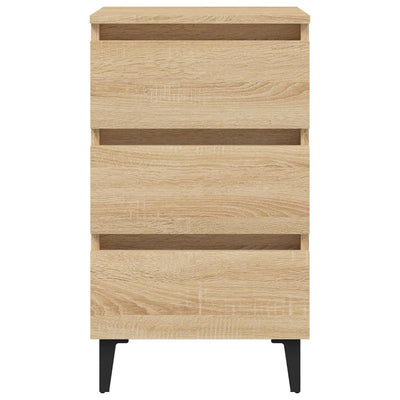 vidaXL Bed Cabinet with Metal Legs Sonoma Oak 40x35x69 cm