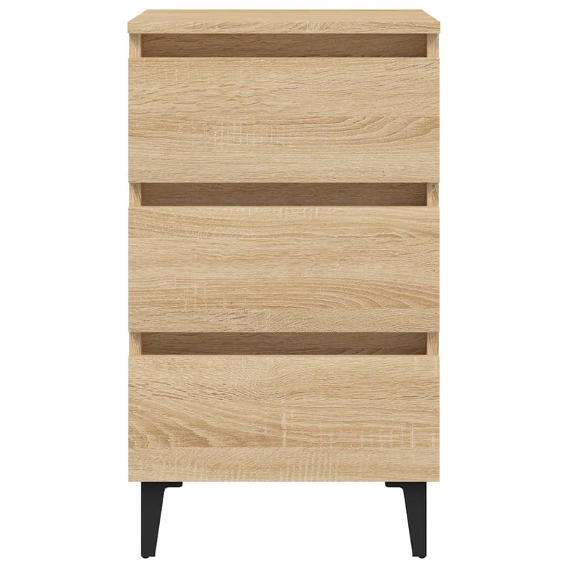 vidaXL Bed Cabinet with Metal Legs Sonoma Oak 40x35x69 cm