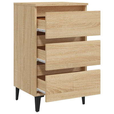 vidaXL Bed Cabinet with Metal Legs Sonoma Oak 40x35x69 cm