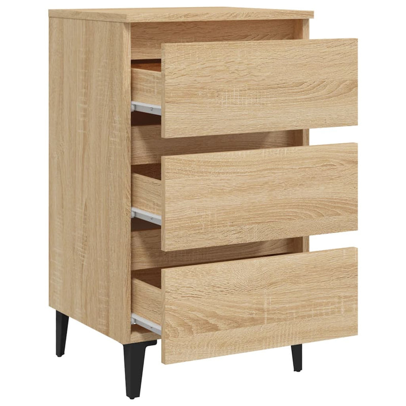 vidaXL Bed Cabinet with Metal Legs Sonoma Oak 40x35x69 cm