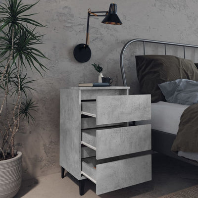vidaXL Bed Cabinet with Metal Legs Sonoma Oak 40x35x69 cm