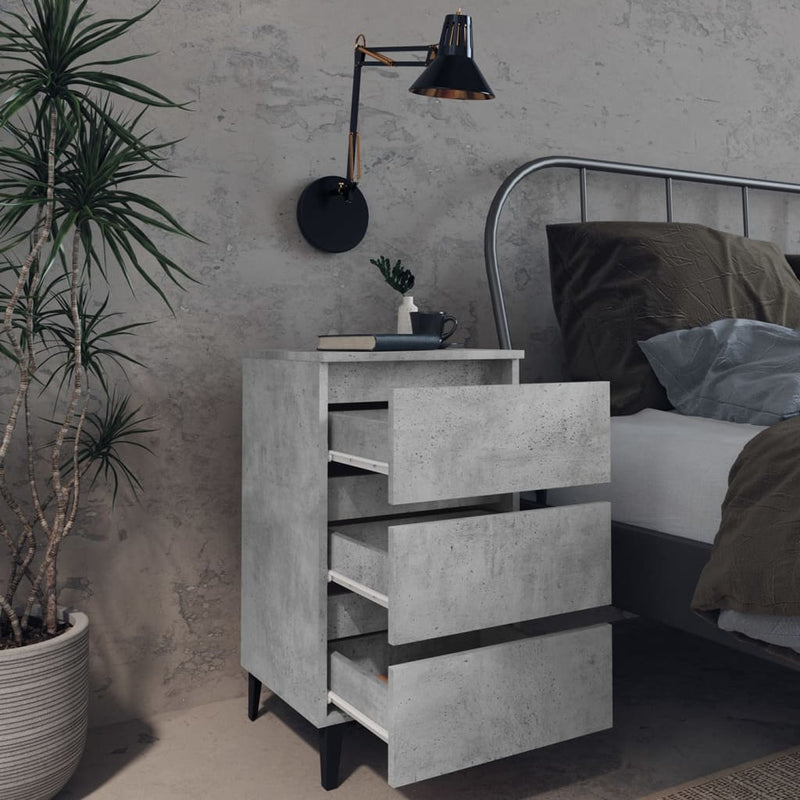 vidaXL Bed Cabinet with Metal Legs Sonoma Oak 40x35x69 cm