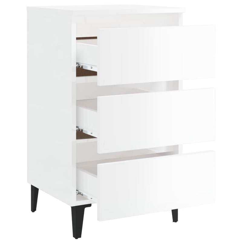 vidaXL Bed Cabinet with Metal Legs Sonoma Oak 40x35x69 cm
