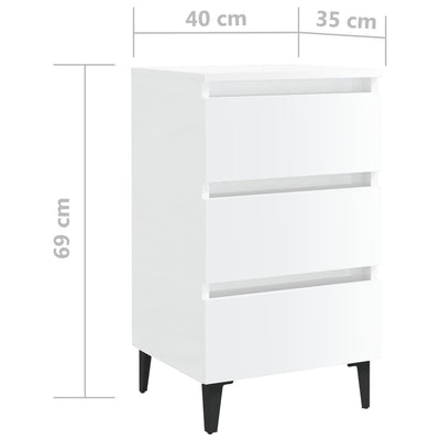 vidaXL Bed Cabinet with Metal Legs Sonoma Oak 40x35x69 cm