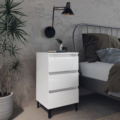 vidaXL Bed Cabinet with Metal Legs Sonoma Oak 40x35x69 cm