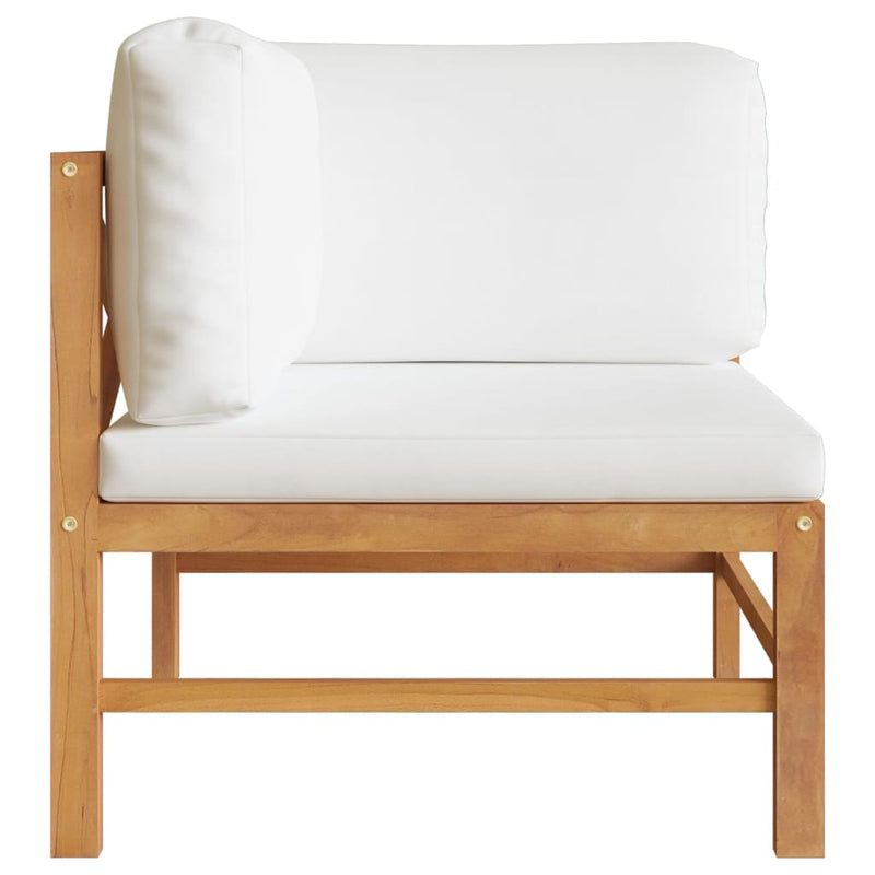 vidaXL 2-seater Garden Bench with Cream Cushions Solid Teak Wood