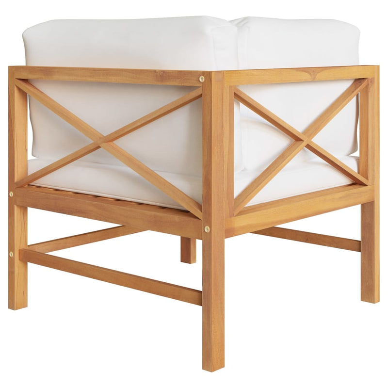 vidaXL 2-seater Garden Bench with Cream Cushions Solid Teak Wood