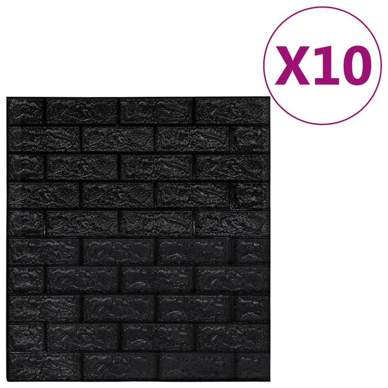 vidaXL 3D Wallpaper Bricks Self-adhesive 10 pcs Anthracite