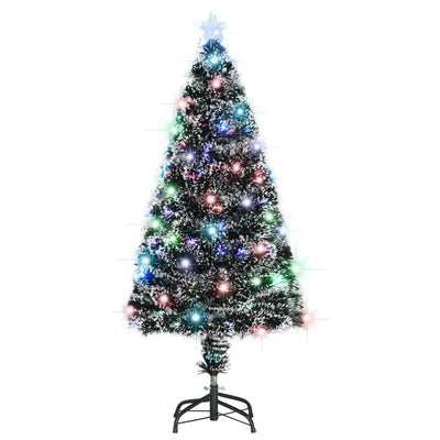 vidaXL Pre-lit Christmas Tree Green and White 210 cm Fibre Optic