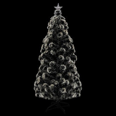 vidaXL Pre-lit Christmas Tree Green and White 210 cm Fibre Optic