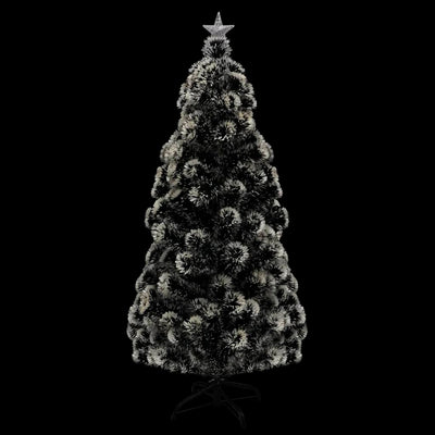 vidaXL Pre-lit Christmas Tree Green and White 210 cm Fibre Optic