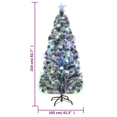 vidaXL Pre-lit Christmas Tree Green and White 210 cm Fibre Optic