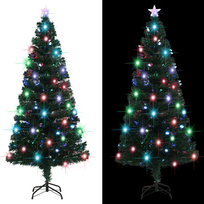 vidaXL Artificial Pre-lit Christmas Tree with Stand 180 cm Fibre Optic