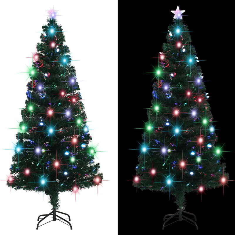 vidaXL Artificial Pre-lit Christmas Tree with Stand 180 cm Fibre Optic